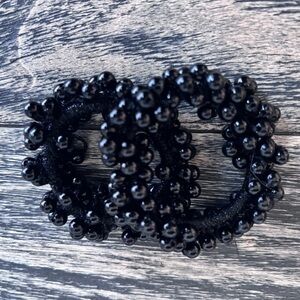 Black Pearl Beaded Hair Tie -2